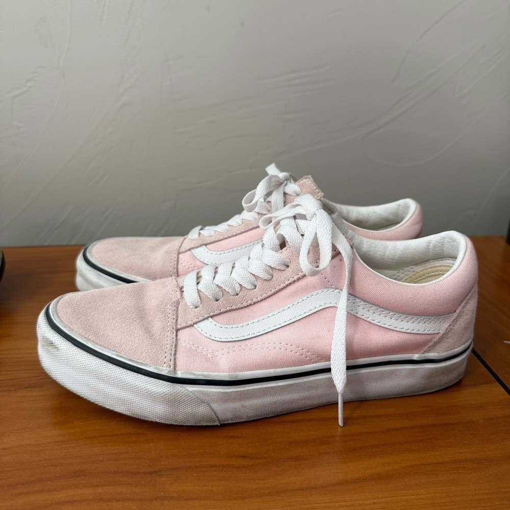 Vans Old Skool Low Top Blush Light Pink White Suede Sneaker Lace Up Skater W8